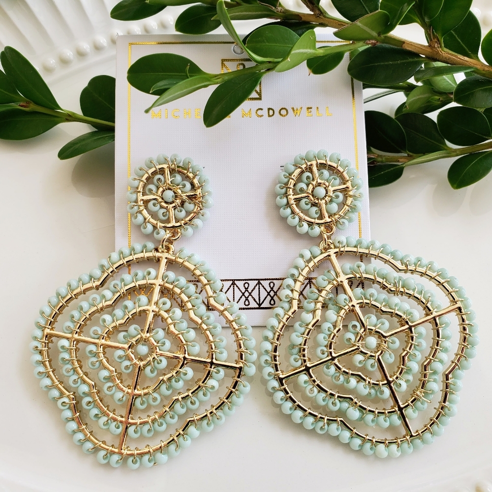 Michelle McDowell Large Mint Bead Clover Earrings